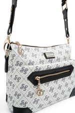 SP1110 Kadın Çapraz Çanta Monogram Beyaz - Siyah SP1110-M178