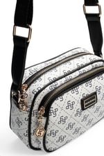 SP1111 Kadın Çapraz Çanta Monogram Beyaz-Siyah SP1111-M178