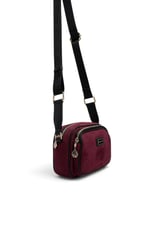 SP1111 Kadın Çapraz Çanta Süet Bordo - Siyah SP1111-M12
