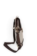 SP1120 Kadın Çapraz Çanta Logolu Bej - Kahve SP1120-M46