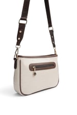 SP1160 Kadın Çapraz Çanta Logolu Bej - Kahve SP1160-M46