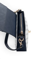 SP1177 Kadın Omuz Çantası Monogram Beyaz - Lacivert SP1177-M178