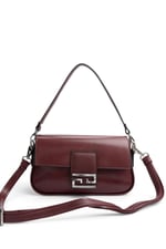 SP1179 Kadın Omuz Çantası Düz Cilt Bordo - Bordo SP1179-M224