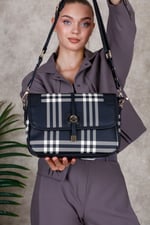 SP1182 Kadın Çapraz Çanta Ekose Siyah - Siyah SP1182-M212