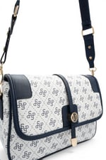SP1182 Kadın Çapraz Çanta Monogram Beyaz - Lacivert SP1182-M178