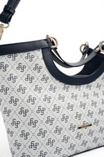 SP1189 Kadın El Çantası Monogram Beyaz - Lacivert SP1189-M178