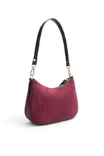 SP1259 Kadın Omuz Çantası Süet Bordo - Siyah SP1259-M12