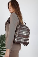 SP1265 Kadın Sırt Çantası Ekose Kahve - Kahve SP1265-M212
