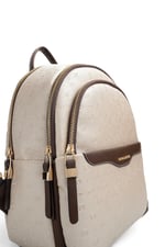 SP1265 Kadın Sırt Çantası Logolu Bej - Kahve SP1265-M46