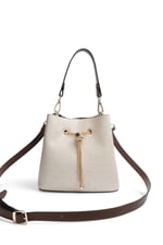 SP1266 Kadın Çapraz Çanta Logolu Bej - Kahve SP1266-M46