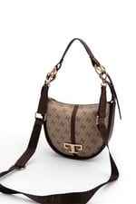 SP1270 Kadın Omuz Çantası Monogram Koyu Bej-Kahve SP1270-M178