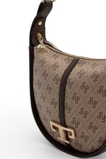 SP1270 Kadın Omuz Çantası Monogram Koyu Bej-Kahve SP1270-M178
