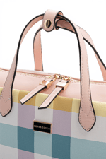 SP1276 Kadın El Çantası Ekose Lila-Pembe