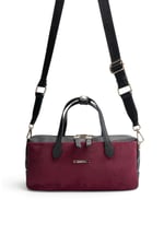 SP1276 Kadın El Çantası Süet Bordo - Siyah SP1276-M12