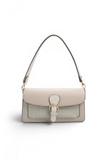 SP1279 Kadın Omuz Çantası Düz Bej-M204 Yeşil-Kemik