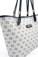 SP1282 Kadın Omuz Çantası Monogram Beyaz - Lacivert SP1282-M178