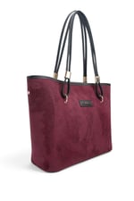 SP1282 Kadın Omuz Çantası Süet Bordo - Siyah SP1282-M12