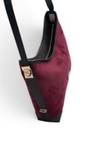 SP1282 Kadın Omuz Çantası Süet Bordo - Siyah SP1282-M12