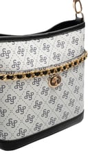 SP1284 Kadın Omuz Çantası Monogram Beyaz-Siyah SP1284-M178