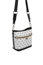 SP1284 Kadın Omuz Çantası Monogram Beyaz-Siyah SP1284-M178