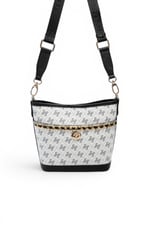 SP1284 Kadın Omuz Çantası Monogram Beyaz-Siyah SP1284-M178