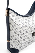 SP1285 Kadın Omuz Çantası Monogram Beyaz - Lacivert SP1285-M178
