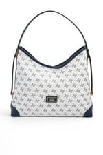 SP1285 Kadın Omuz Çantası Monogram Beyaz - Lacivert SP1285-M178
