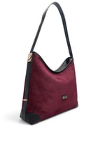 SP1285 Kadın Omuz Çantası Süet Bordo - Siyah SP1285-M12