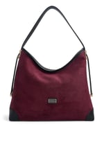 SP1285 Kadın Omuz Çantası Süet Bordo - Siyah SP1285-M12