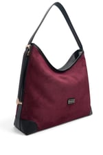 SP1285 Kadın Omuz Çantası Süet Bordo - Siyah SP1285-M12