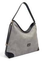 SP1285 Kadın Omuz Çantası Süet Füme - Siyah SP1285-M12