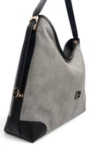 SP1285 Kadın Omuz Çantası Süet Füme - Siyah SP1285-M12