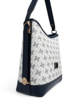 SP1286 Kadın Omuz Çantası Monogram Beyaz - Lacivert SP1286-M178