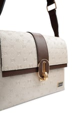 SP1287 Kadın Çapraz Çanta Logolu Bej - Kahve SP1287-M46