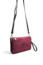 SP1291 Kadın Çapraz Çanta Süet Bordo - Siyah SP1291-M12