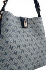 SP1295 Kadın Omuz Çantası Monogram Gri - Lacivert SP1295-M178