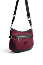 SP1296 Kadın Çapraz Çanta Süet Bordo - Siyah SP1296-M12