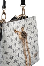 SP967 Kadın Çapraz Çanta Monogram Beyaz - Siyah SP967-M178