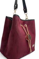 SP967 Kadın Çapraz Çanta Süet Bordo - Siyah SP967-M12