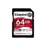 Kingston SDR2-64GB Canvas React Plus SDXC UHS-II 300R-260W U3 V90 for Full HD-4K-8K Hafıza Kartı