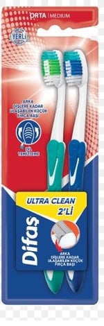 Difaş Ultra Clean 2 li Diş Fırçası Orta