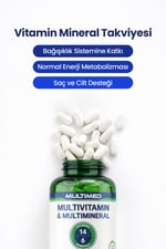 MultimedMultimed Multivitamin – 12 Vitamin + 6 Mineral + Ginseng + Q10 + Lutein + Kolin – 120 Tablet