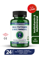 MultimedMultimed Multivitamin – 12 Vitamin + 6 Mineral + Ginseng + Q10 + Lutein + Kolin – 60 Tablet