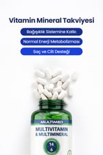MultimedMultimed Multivitamin – 12 Vitamin + 6 Mineral + Ginseng + Q10 + Lutein + Kolin – 60 Tablet