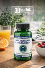 MultimedMultimed Multivitamin – 12 Vitamin + 6 Mineral + Ginseng + Q10 + Lutein + Kolin – 60 Tablet