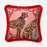 IL GIARDINO LEOPAR DESENLİ KADİFE YASTIK 43*43 CM - pembe