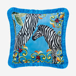 IL GIARDINO ZEBRA DESENLİ KADİFE YASTIK 43*43 CM - mavi