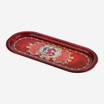La Dolce Vita 37 cm Oval Kahve Sunum Metal Tepsi - kırmızı narlı