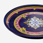 La Felicita 34 cm Yuvarlak Servis Metal Tepsi - mavi limonlu