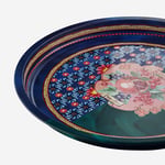 La Vita Bella 34 cm Yuvarlak Servis Metal Tepsi - mavi narlı